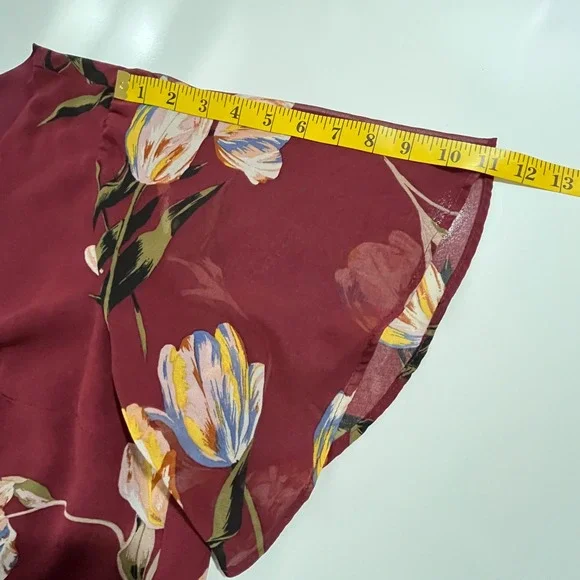 A New Day Womens Burgundy Floral Wrap High-Low Ruffle Midi Dress Large L Garden - Picture 7 of 16